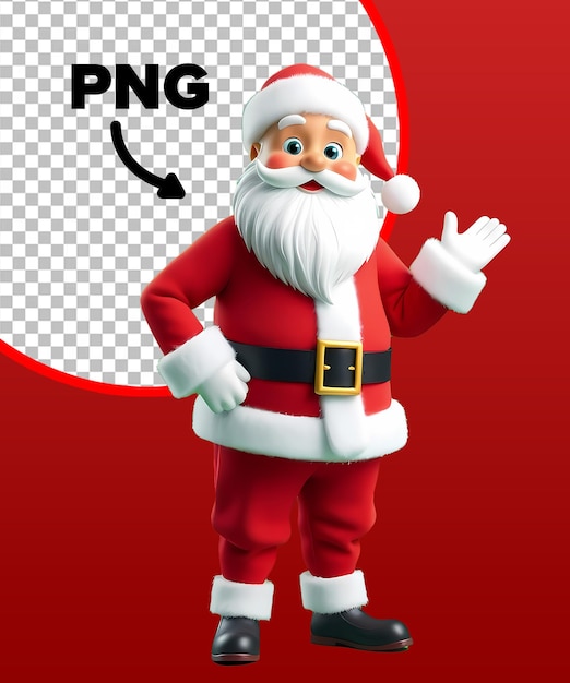 a cute 3d santa claus is standing