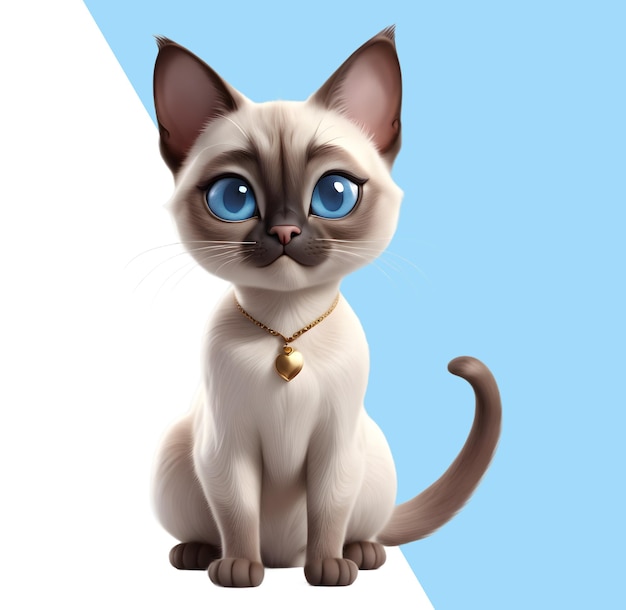 Simpatico gatto siamese 3d