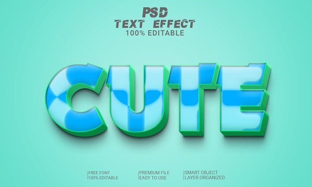 Cute 3d text effect psd file