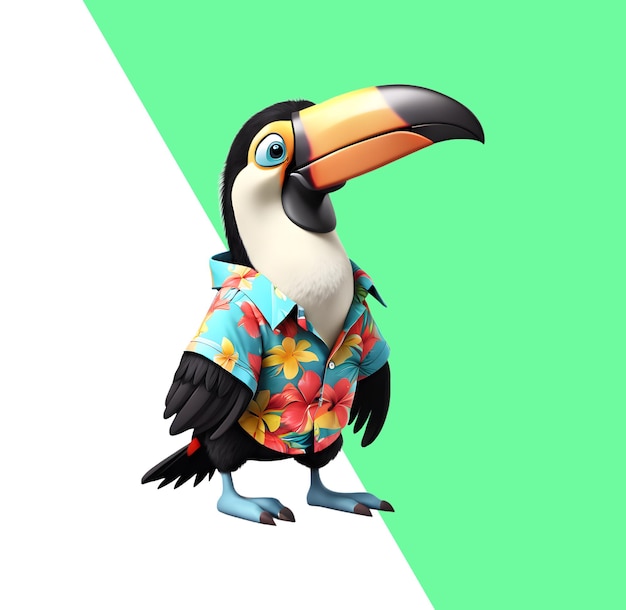 Cute 3d toucan with clothes