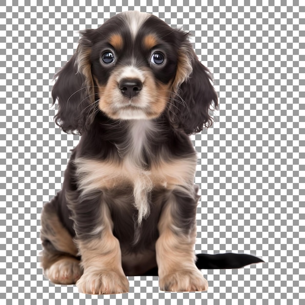 Cute american cocker spaniel dog puppy breed isolated on transparent background