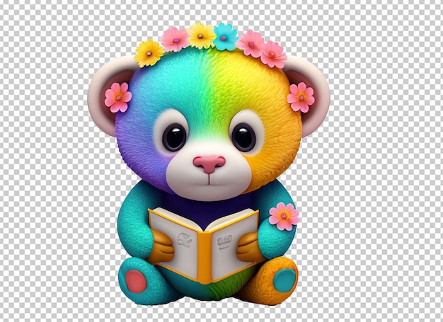 PSD cute animal characters reading books