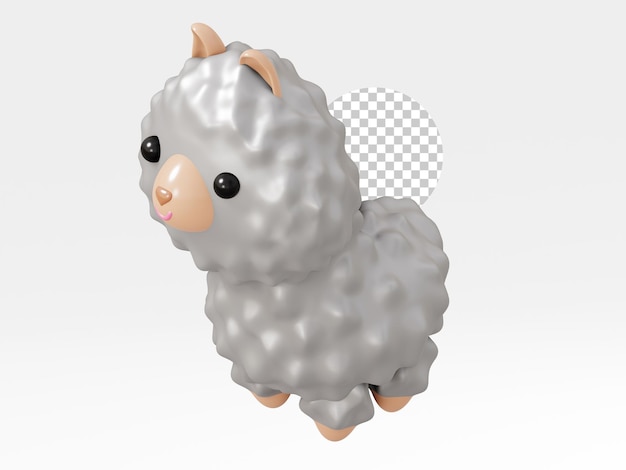 PSD simpatico animale lama 3d illustrazione alpaca