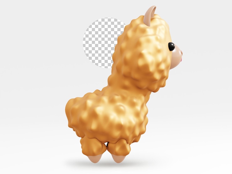 PSD 귀여운 동물 라마 3d 일러스트 알파카