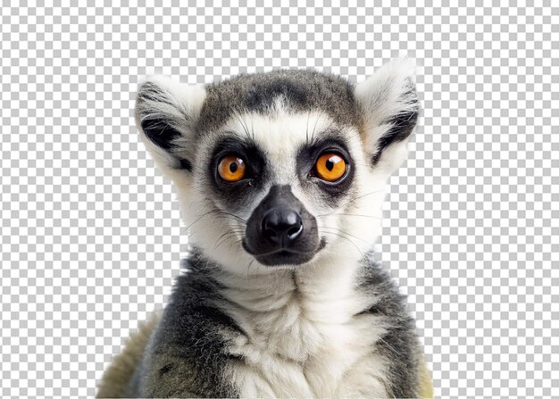 Cute animal lemur looks with surprised