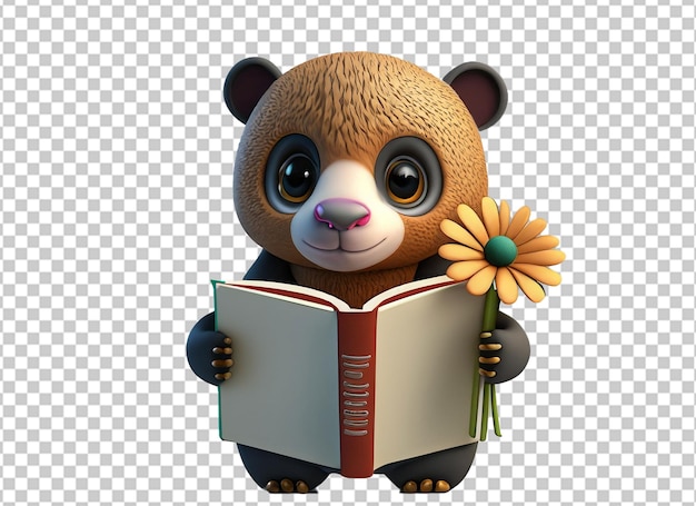 Cute animal reading book