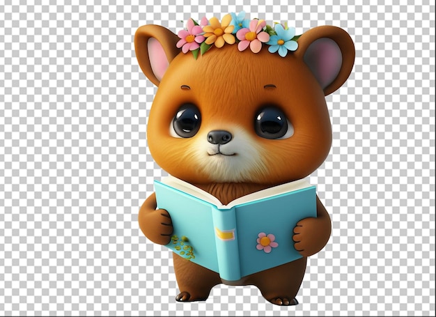 Cute animal reading book