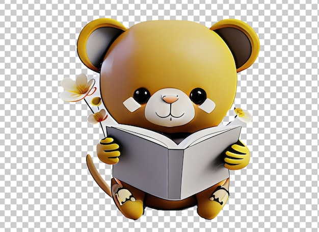 Cute animal reading book