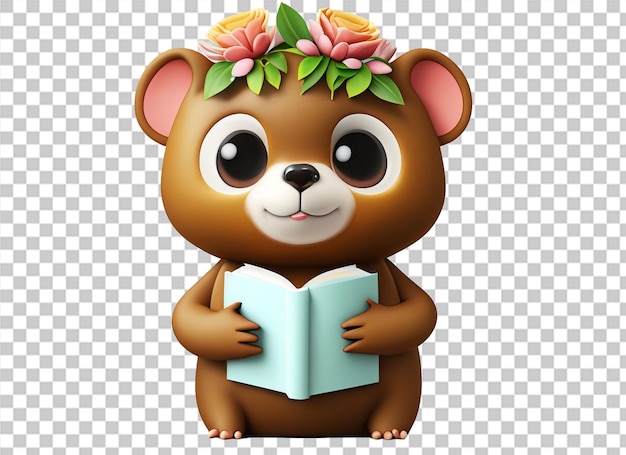 PSD cute animal reading book