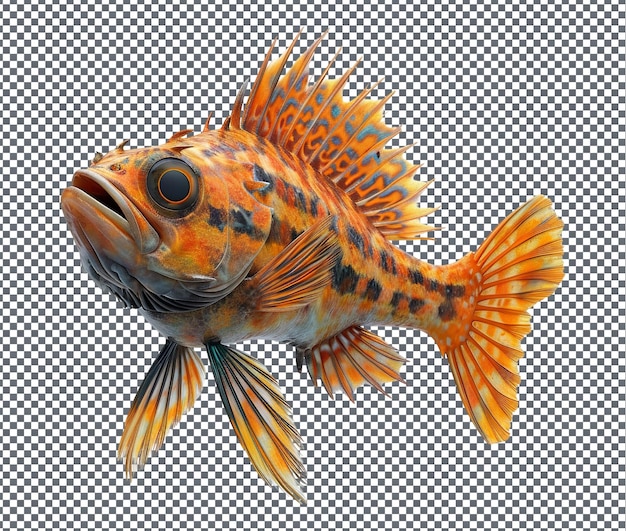 Cute animated fish rig isolated on transparent background