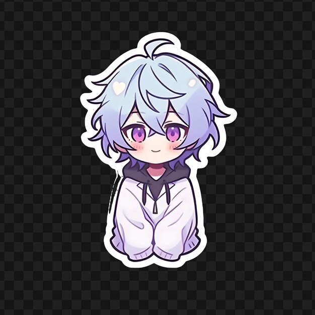 PSD a cute anime girl with a blue hair and a white suit