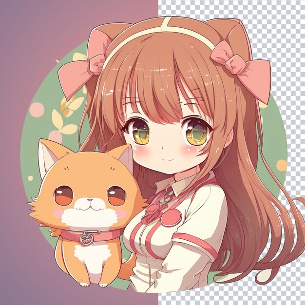 PSD cute anime kawaii illustration with transparent background