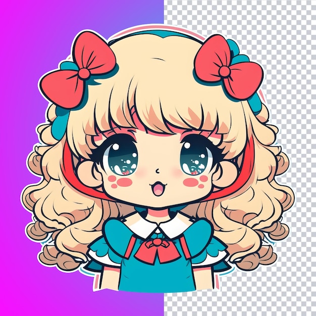 Cute anime kawaii illustration with transparent background