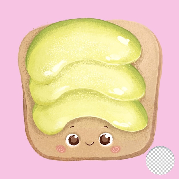 PSD cute avocado toast isolated on pink background