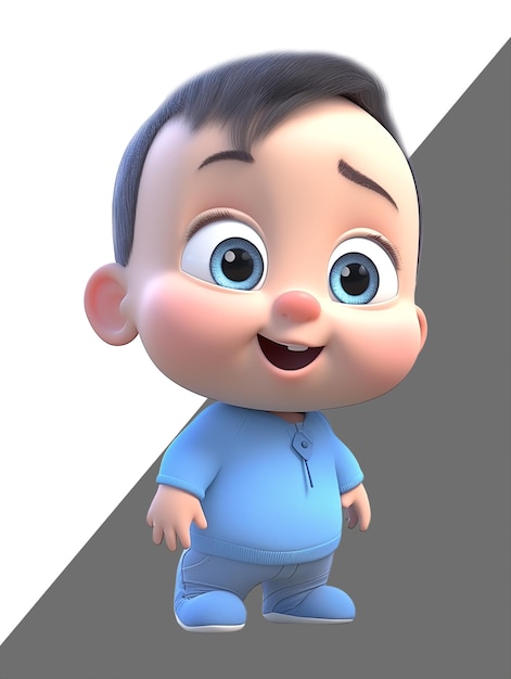 PSD cute baby 3d character with smiling face expression