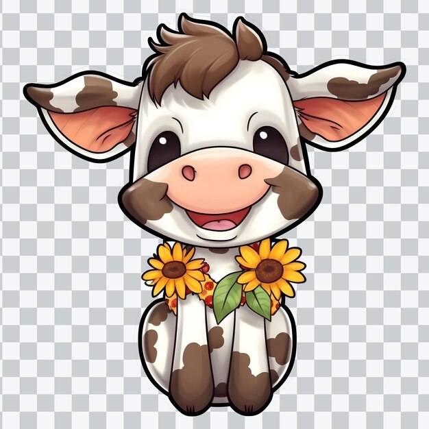 PSD cute baby cow clipart on transparent background