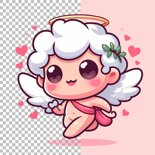 Cute baby cupid love heart vector illustration