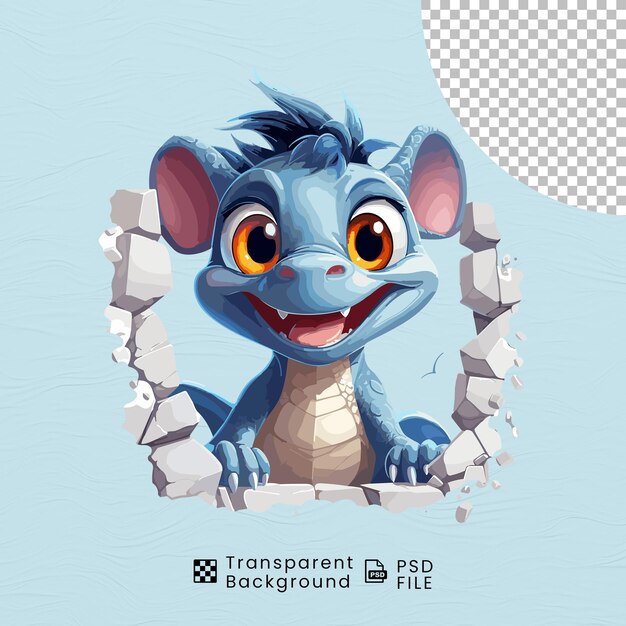 PSD cute baby dinosaur dragon png transparent background