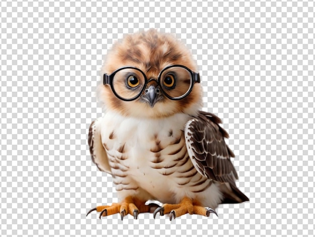 PSD a cute baby falcon wearing glass png