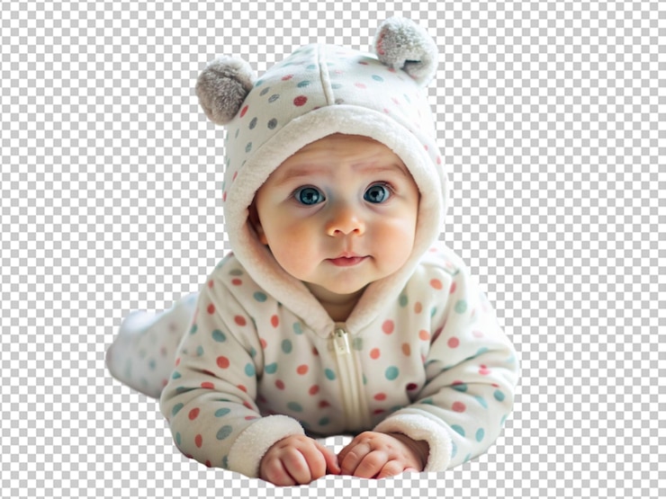 PSD cute baby onesie isolated on transparent background