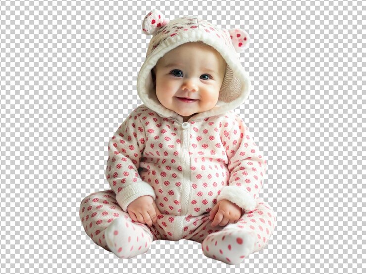 PSD cute baby onesie isolated on transparent background