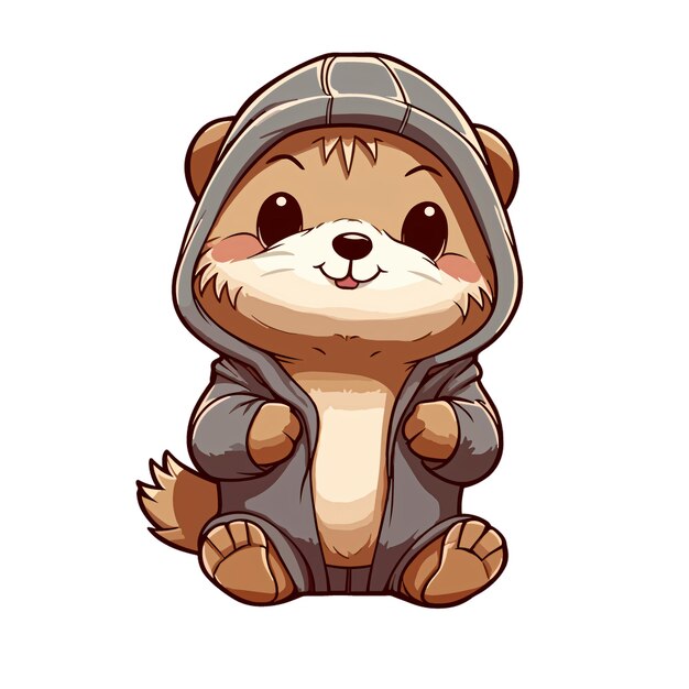 Cute Baby Otter Wearing A Hoodie