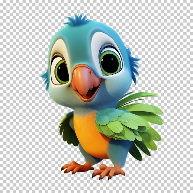 PSD cute baby parrot isolated on transparent background