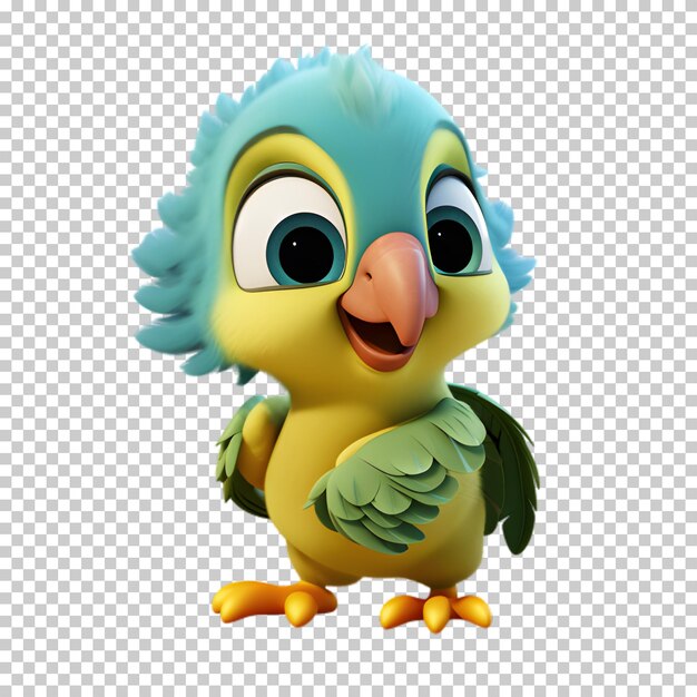 PSD cute baby parrot isolated on transparent background