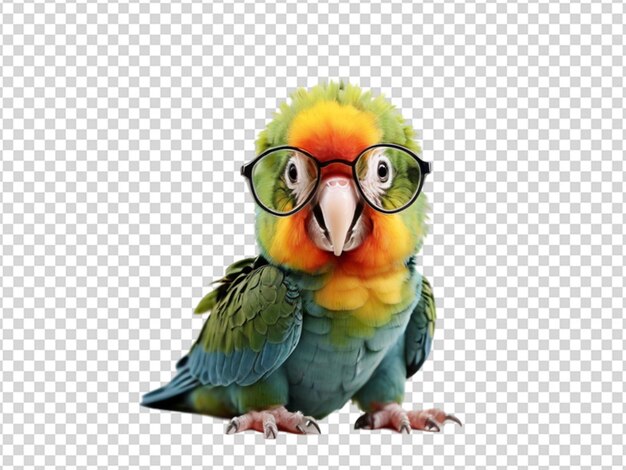 PSD a cute baby parrot wearing glass png