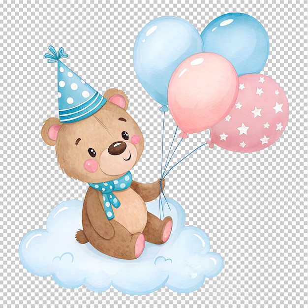 a cute baby teddy bears watercolor clipart