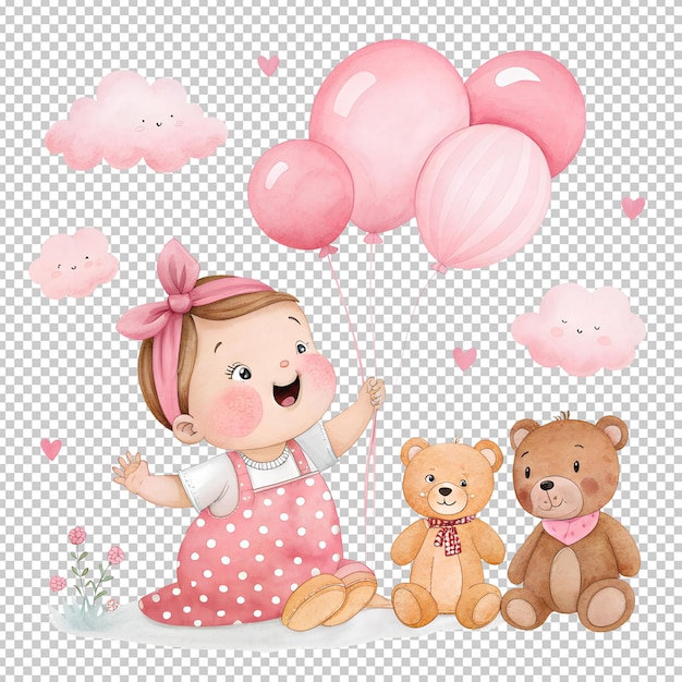 a cute baby teddy bears watercolor clipart