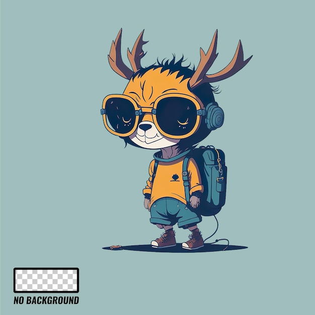 PSD cute baby tiger wearing a sun glass and headphone tshirts design