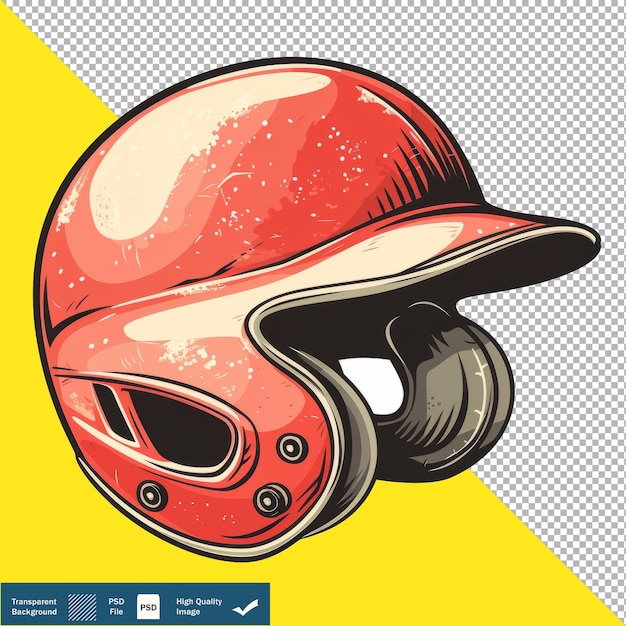 Cute baseball helmet vector isolated on colorful background transparent background png psd