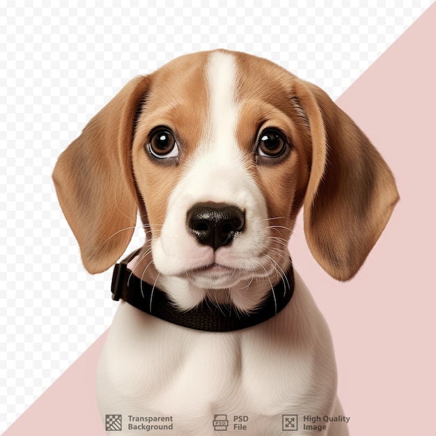 Cute beagle puppy photographed against transparent background