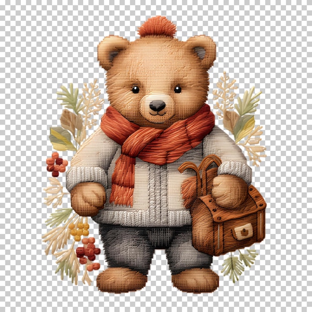 PSD cute bear illustration isolated on transparent background