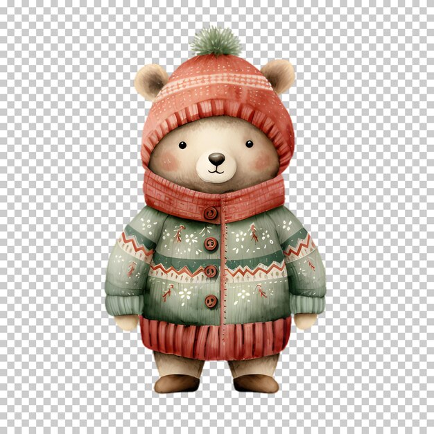 PSD cute bear illustration isolated on transparent background