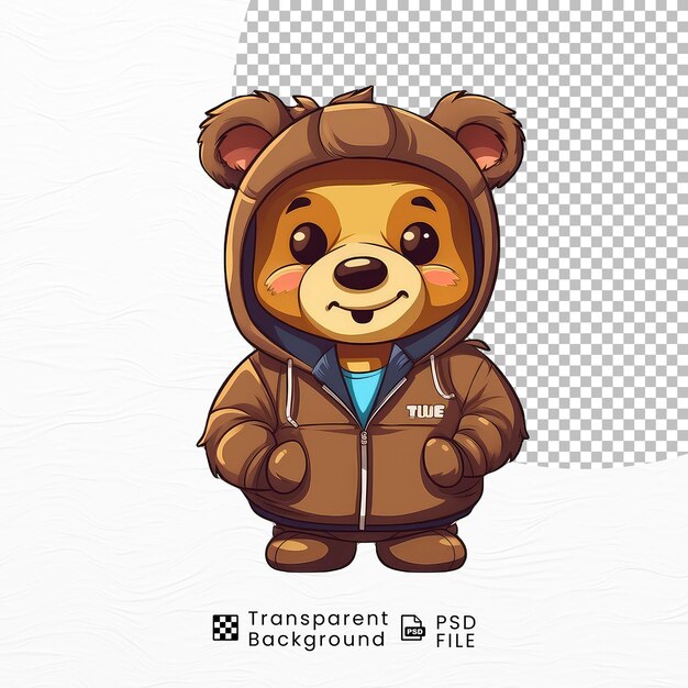 PSD かわいいクマがジャケットを着ている背景透明png