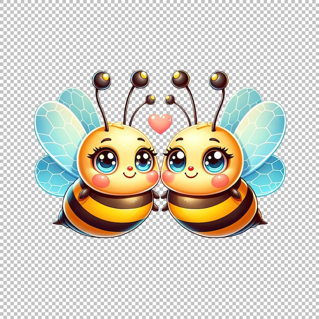 PSD cute bee couple cartoon