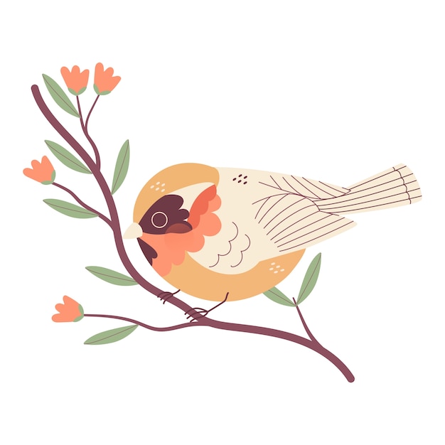 PSD cute bird on branch