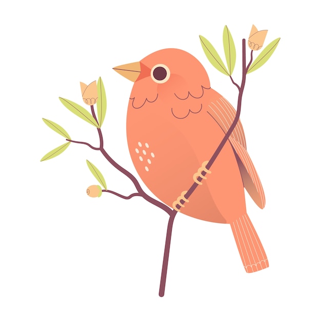 PSD cute bird on branch