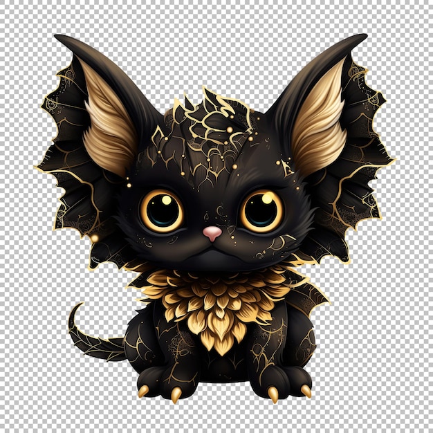 PSD cute black and gold baby dragon