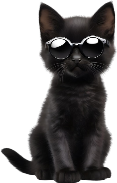 PSD a cute black kitten wearing glasses