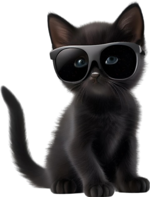 PSD a cute black kitten wearing glasses