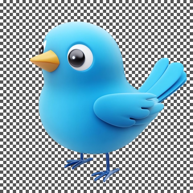 Cute Blue 3D Bird isolated on transparent background