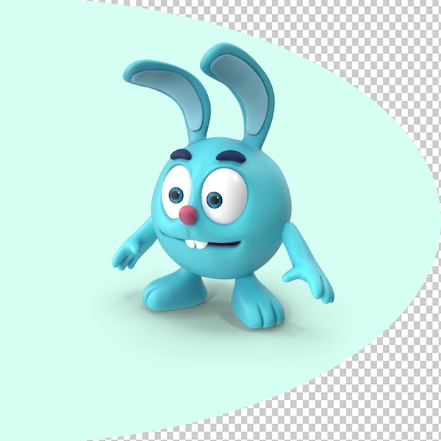 cute blue cartoon rabbit character