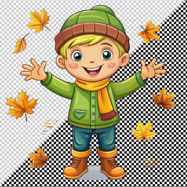 PSD cute boy autumn clothes