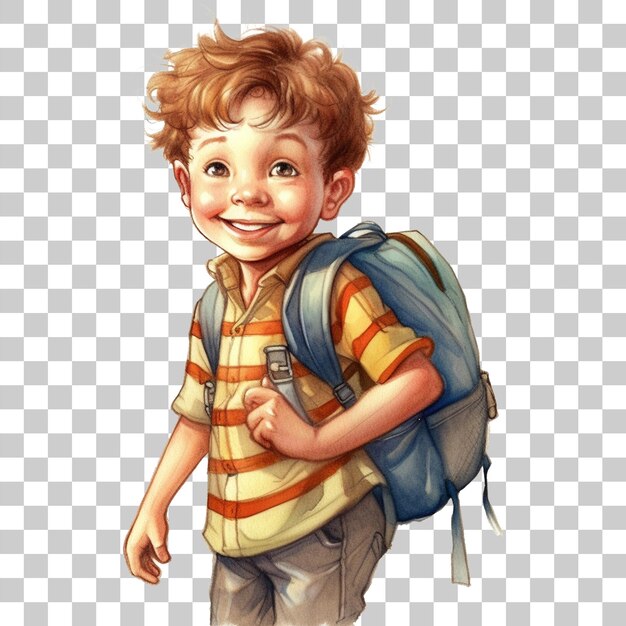 PSD cute boy back to school