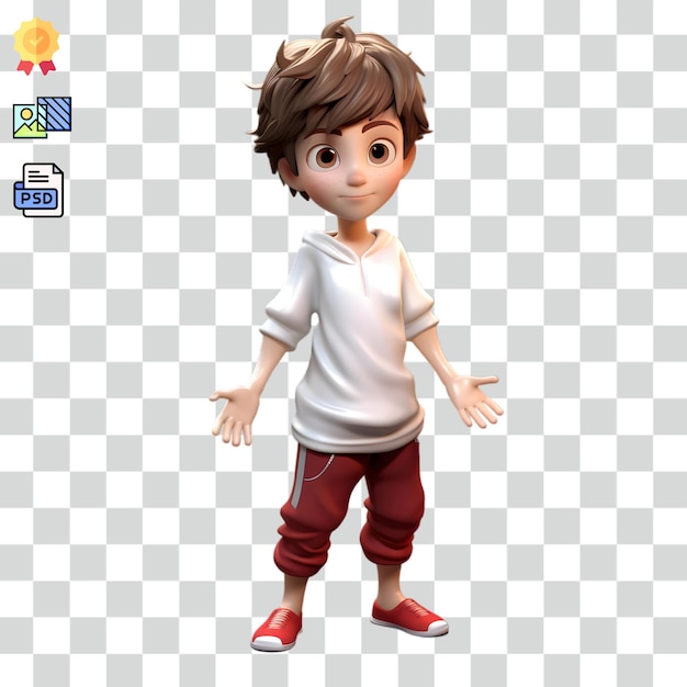 PSD cute boy girl cartoon transparent background