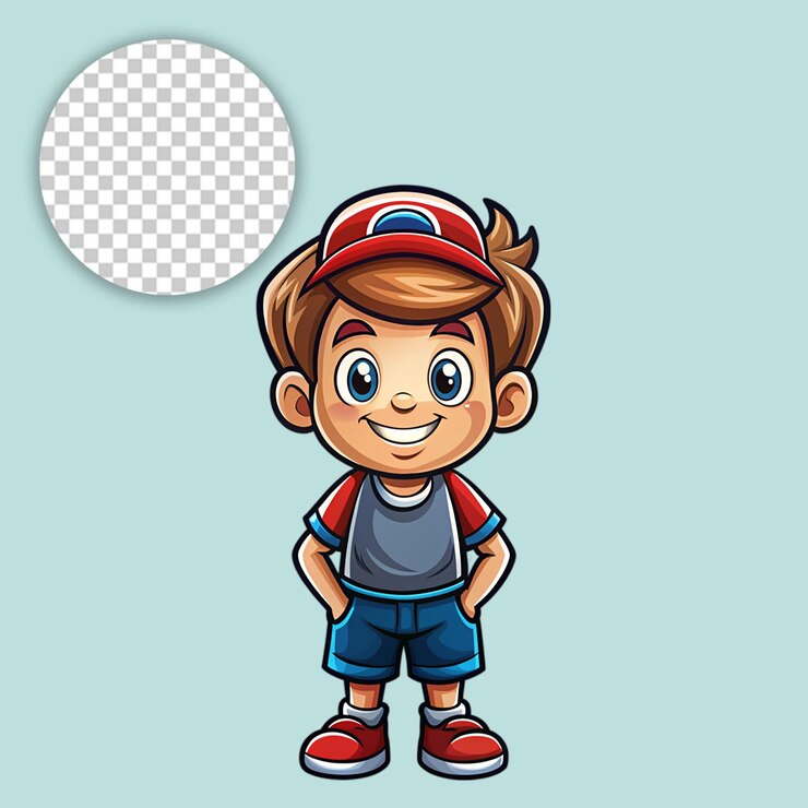 PSD cute boy sticker na przezroczystym tle
