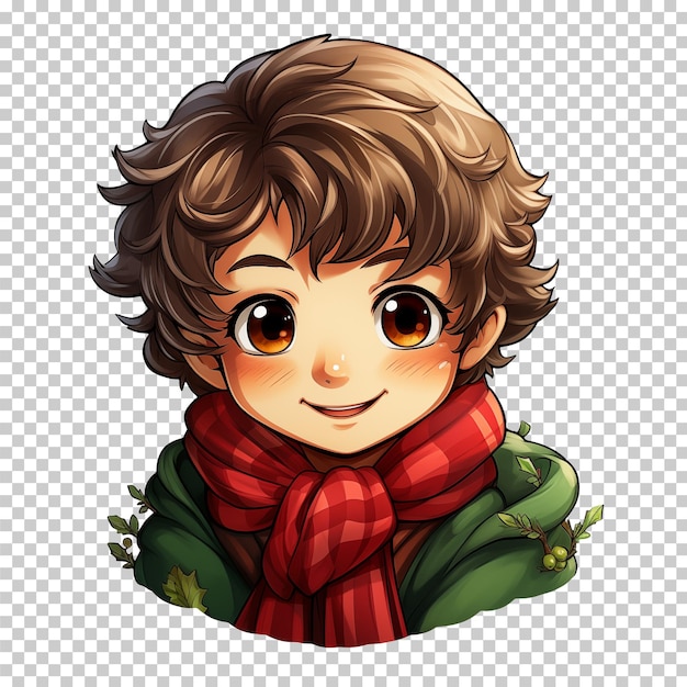 PSD cute boy with scarf and cap for winter season illustration isolated christmas theme